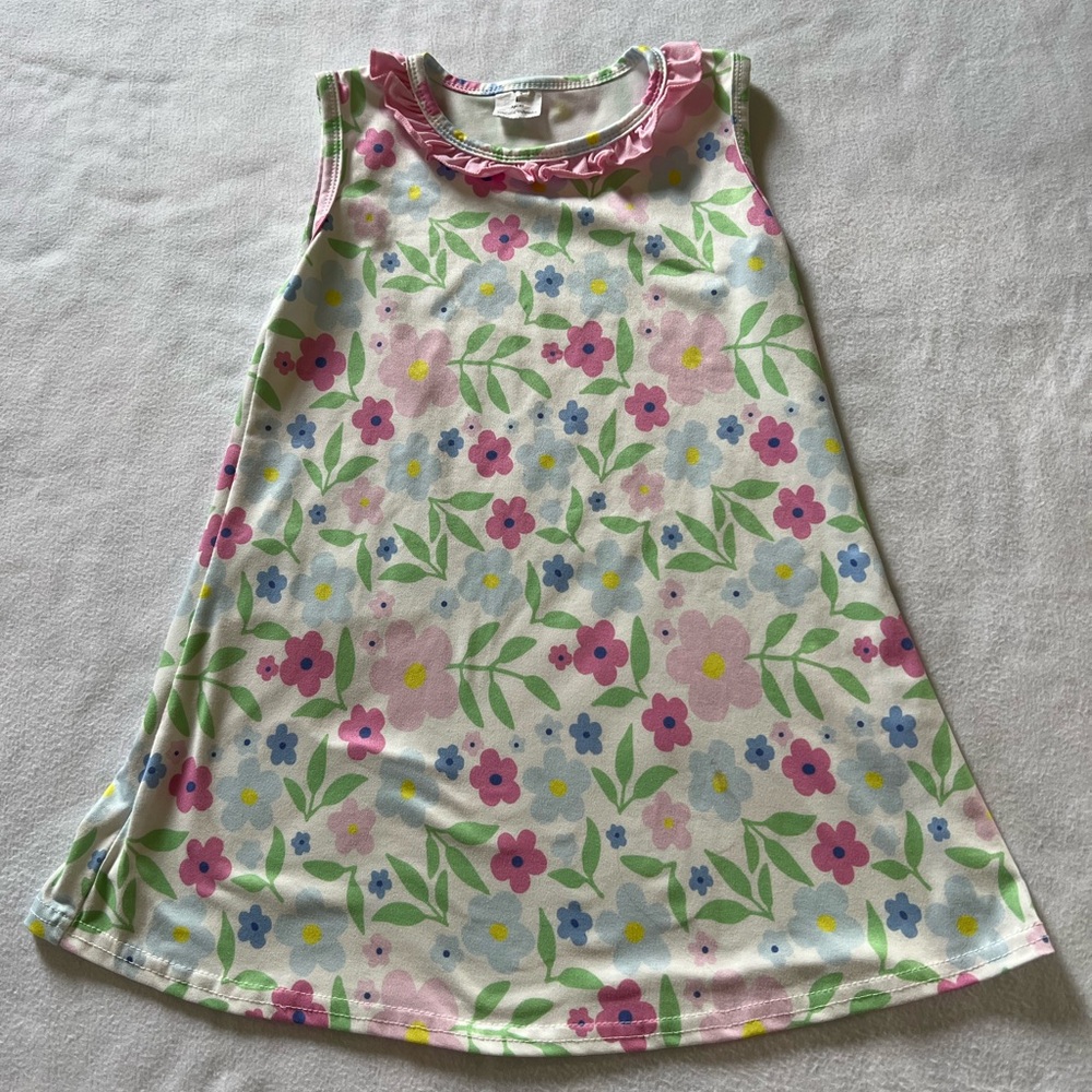 Girls' Floral Sleeveless Nightgown - Pink & Green